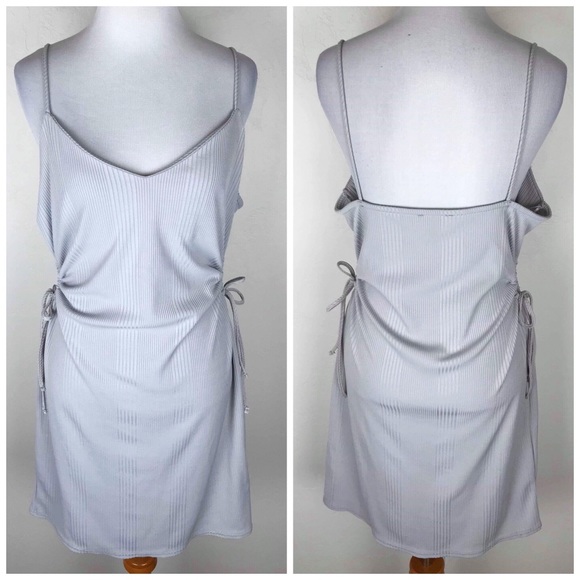 Topshop Dresses & Skirts - Topshop Ribbed Slate Grey Tie Side Dress